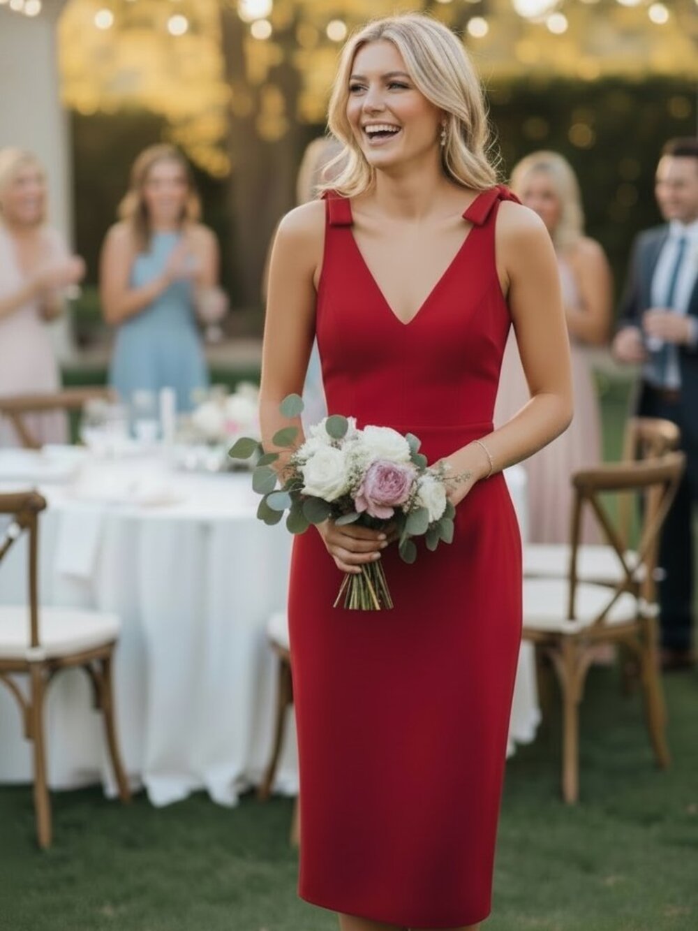 NWT DRESS THE POPULATION DRESS RED COCKTAIL PARTY WEDDING GUEST BOW TIE COQUETTE